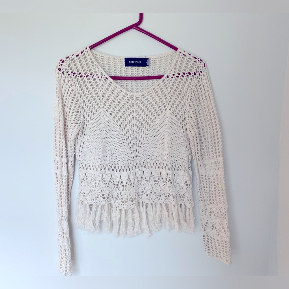 MINKPINK Henna Cream Crochet Crop Top - Picture 3 of 12